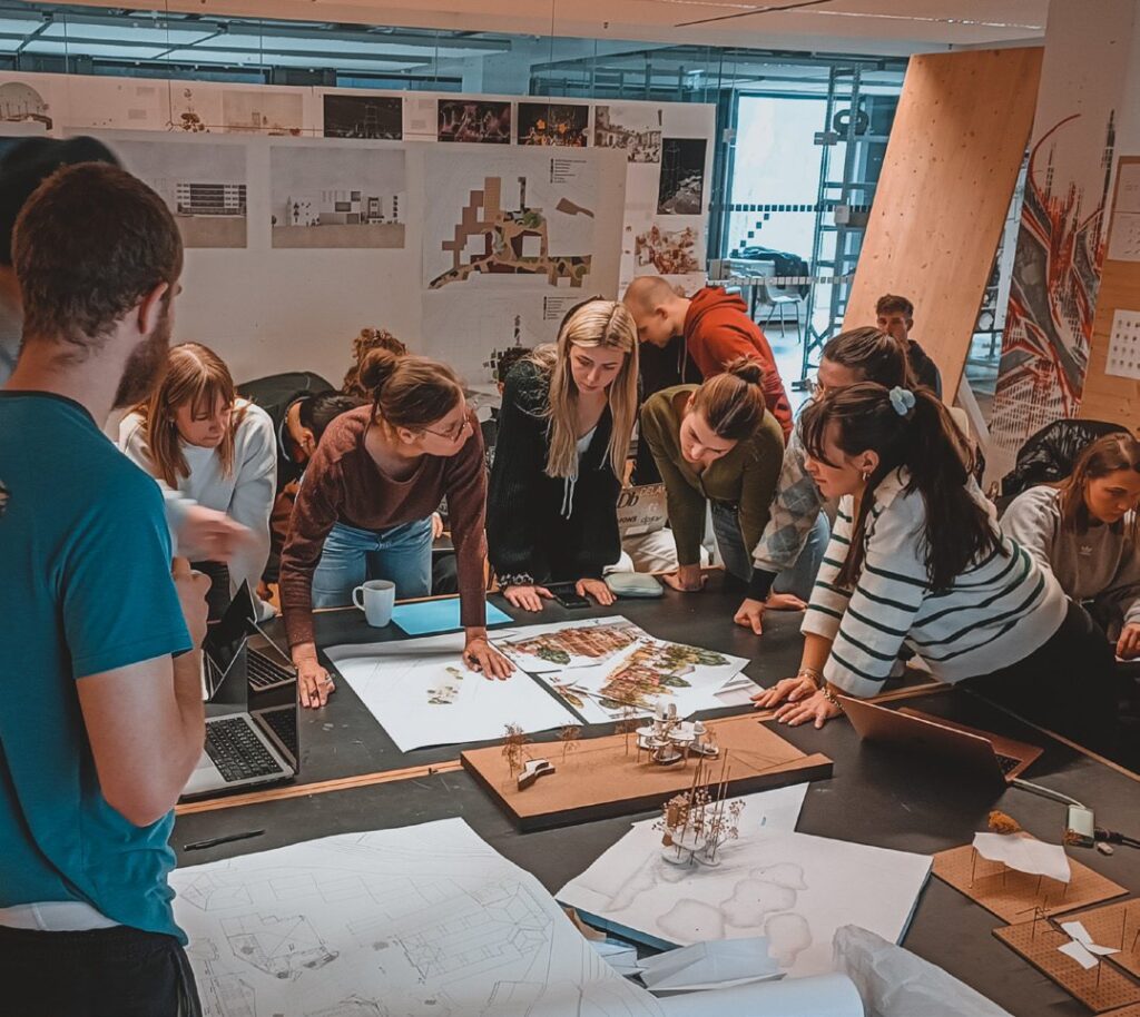 Group review in the studio